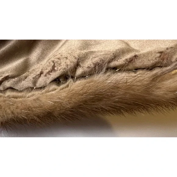 Vintage Mink Fur Stole Capelet Brown Luxury Warm Evening Wrap Shawl‎
